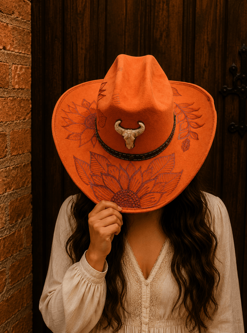 Sombrero Explorer de gamuza blanca artesanal hecho a mano