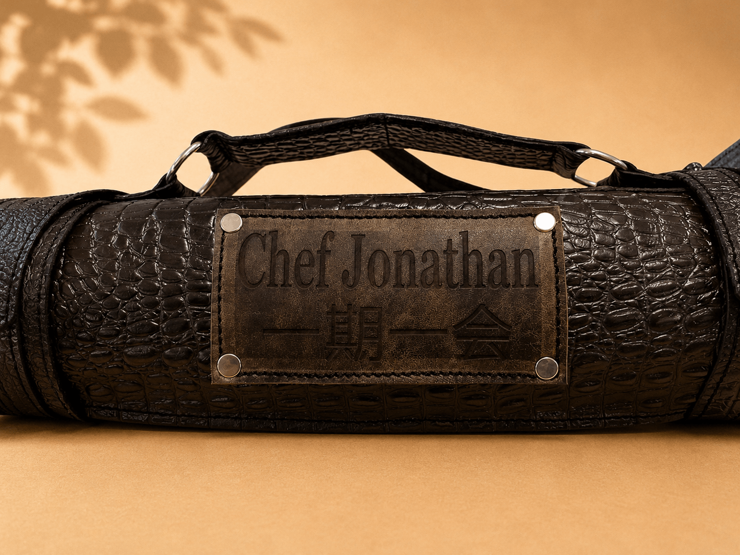 Porta cuchillos de piel genuina enrollable para chefs y parrilleros