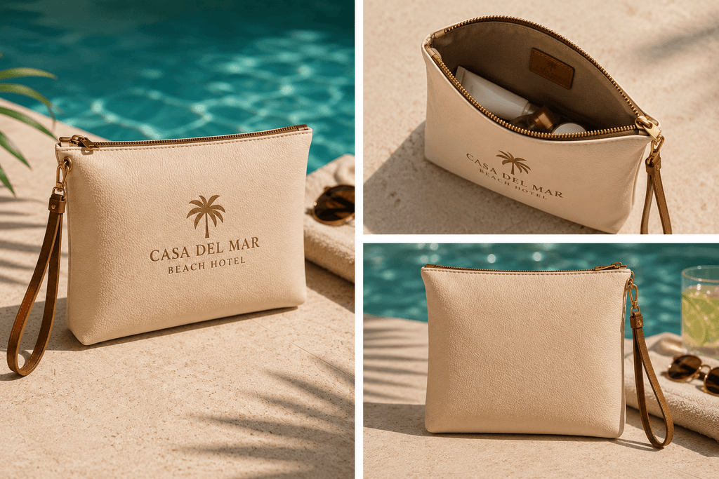 Interior del Poolside Pouch Premium para hoteles con compartimentos organizadores