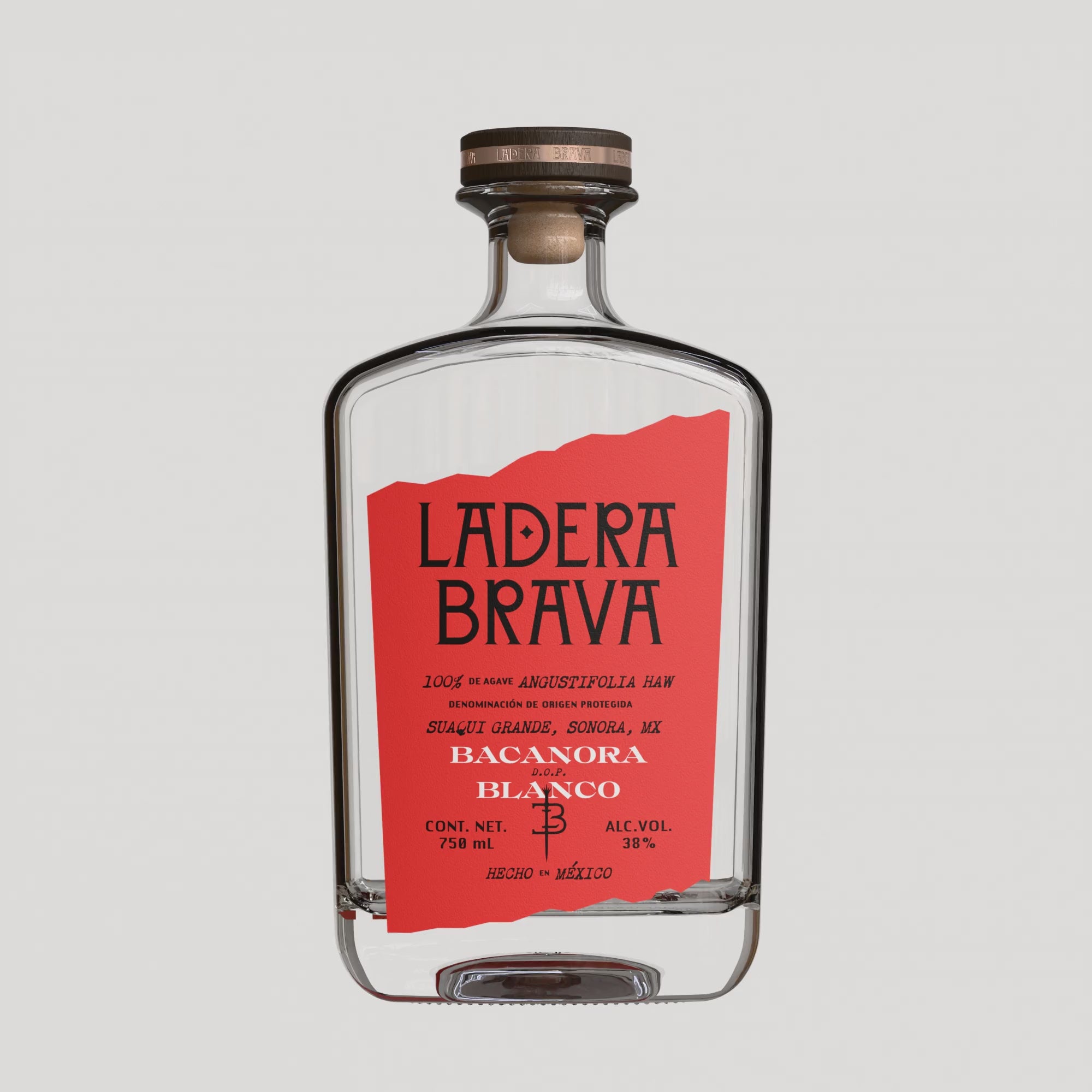 Botella de Bacanora Ladera Brava 750 ml elaborada en Sonora, México